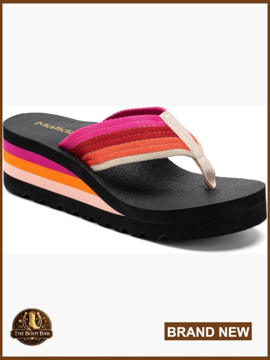 Shoes - Women's Platform Flip Flops with Arch Support Wedge Sandals